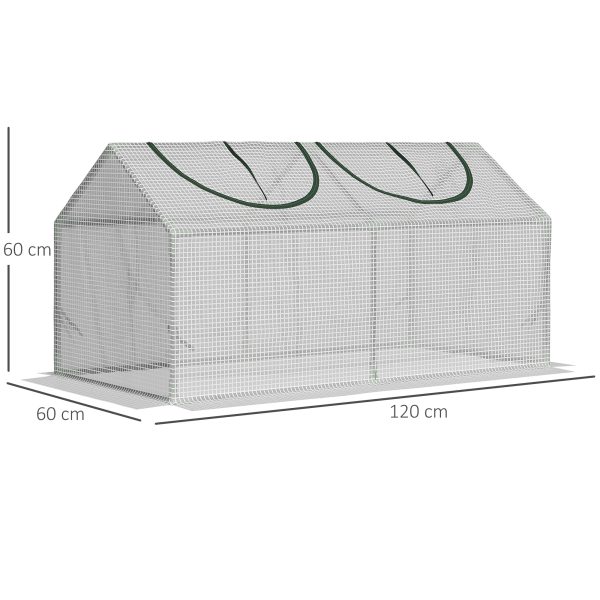 Mini Serra da Giardino con 2 Finestre Avvolgibili e Copertura PE Anti-UV Bianco