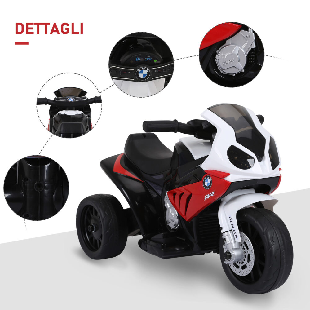 Moto Elettrica per Bambini con Licenza BMW Max 20kg - Batteria 6V Bianco e  Rosso 