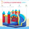 Castello Gonfiabile 4 in 1 per Bimbi 3-8 Anni con Scivolo e Piscina, 290x270x230cm