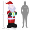 Babbo Natale Gonfiabile con pacco Regalo, 3 Luci LED e Gonfiatore Incluso, 77x68x184cm