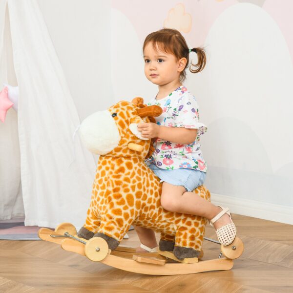 Dondolo a Forma di Giraffa con Ruote per Bambini 3-6 Anni  - Giallo
