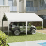 Garage Portatile 4x4m con Tettoia anti UV, Pioggia e Vento per Veicoli, Eventi, Matrimoni e Feste - Bianco